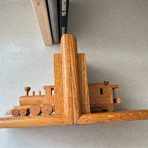 Vintage Wooden Train Bookends